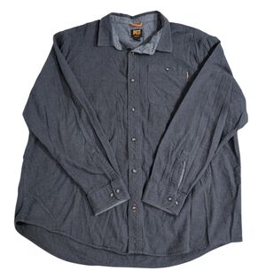 Timberland Pro Original Fit Button-up Shirt, Solid Blue Flannel, Men's XXL